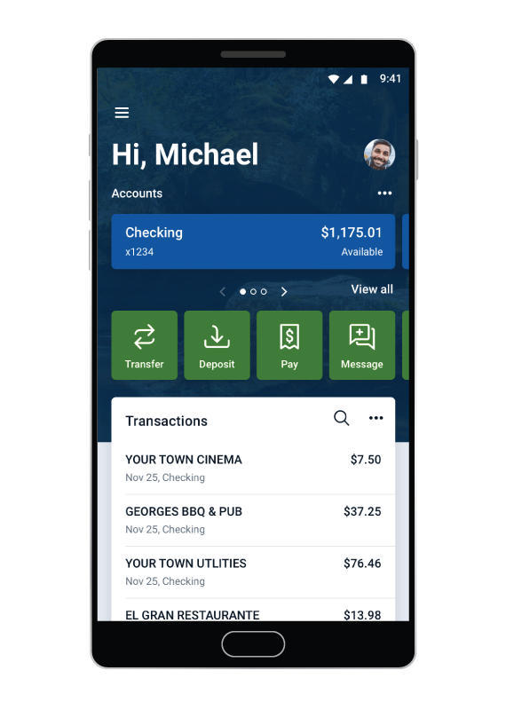 Mobile Banking app on phone.
